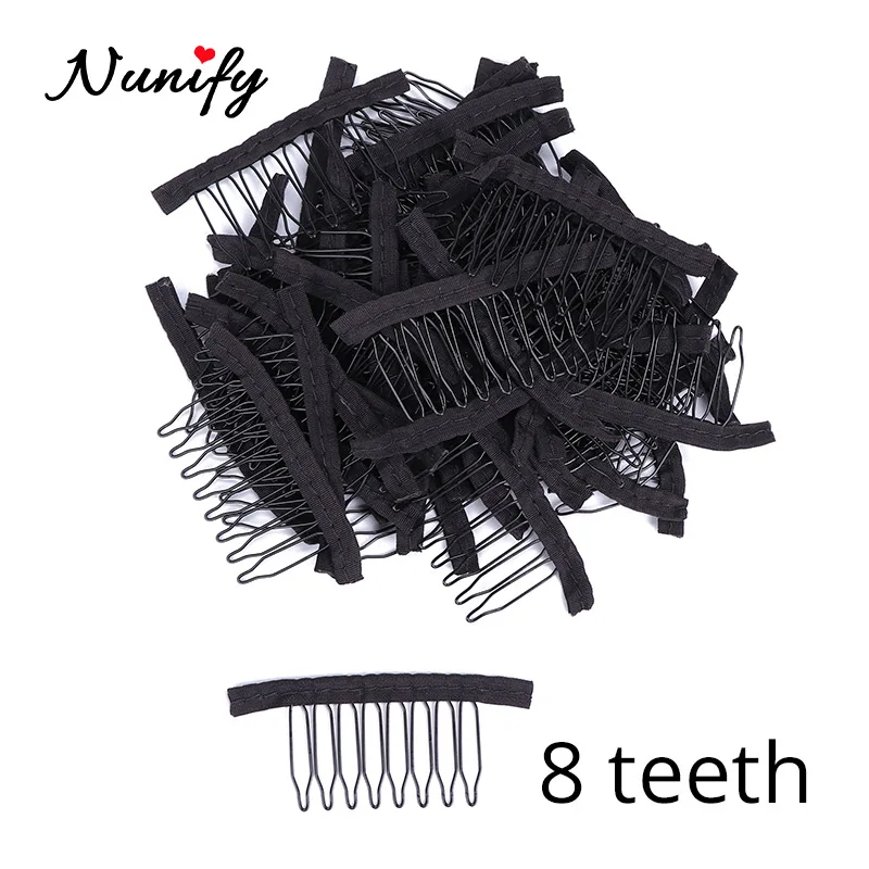 Nunify Wig Comb Clips 4 Teeth Hair Extension Clips Stainless Steel Wig Clips Combs Snap Clips With Rubber For Hair Extension