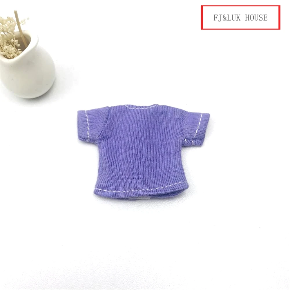 New OB11 Dolls Clothes T-shirt Black/Pink/Red/White/Blue Short Cute T-shirt for ob11,obitsu11,Molly,1/12 BJD Dolls Accessories