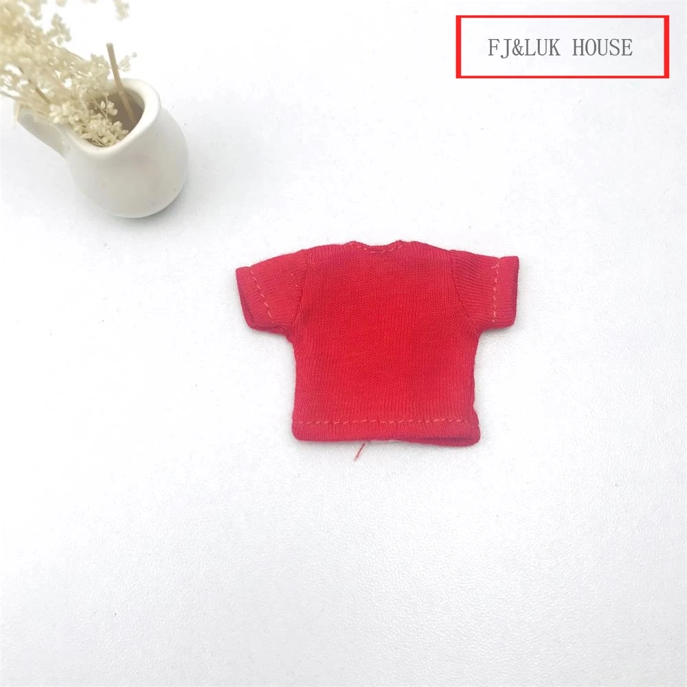 New OB11 Dolls Clothes T-shirt Black/Pink/Red/White/Blue Short Cute T-shirt for ob11,obitsu11,Molly,1/12 BJD Dolls Accessories