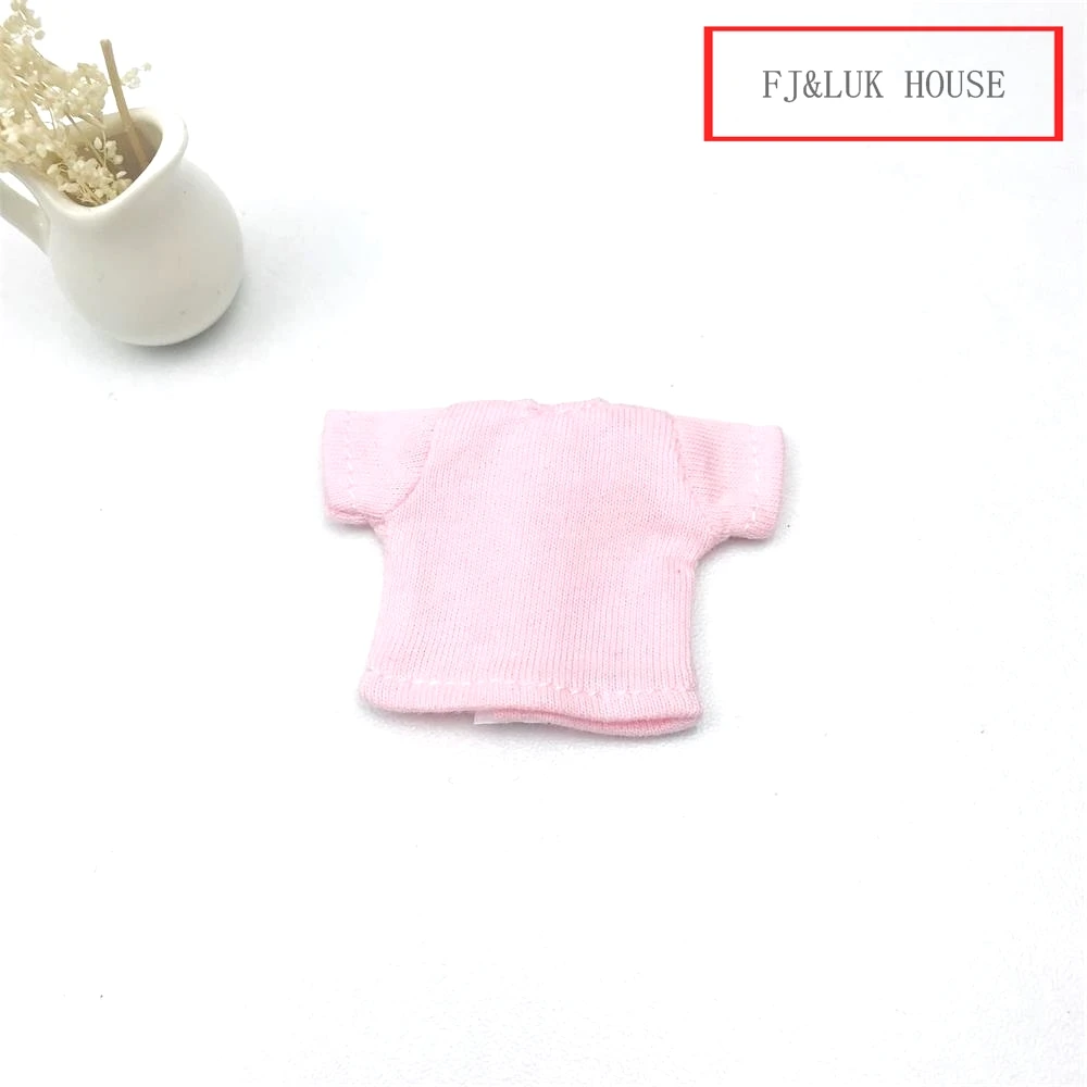 New OB11 Dolls Clothes T-shirt Black/Pink/Red/White/Blue Short Cute T-shirt for ob11,obitsu11,Molly,1/12 BJD Dolls Accessories