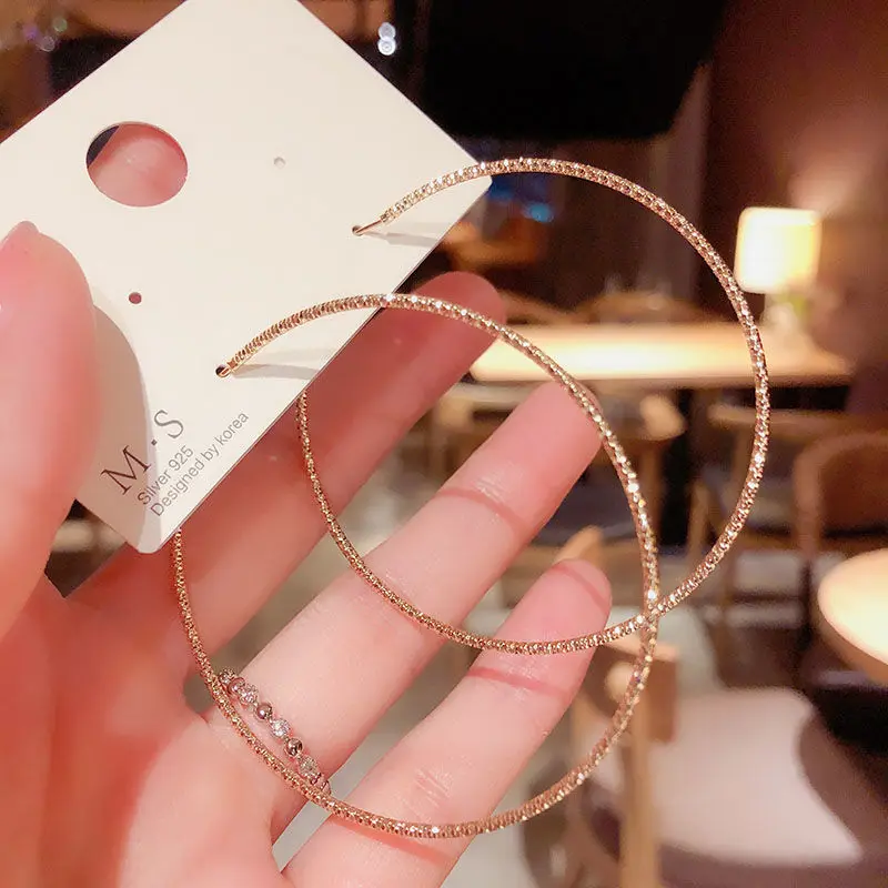BLIJERY New Fashion Big Hoop Earrings Basketball Brincos Shiny Starry Large Circle Earrings for Women Jewelry Boucles d'oreill