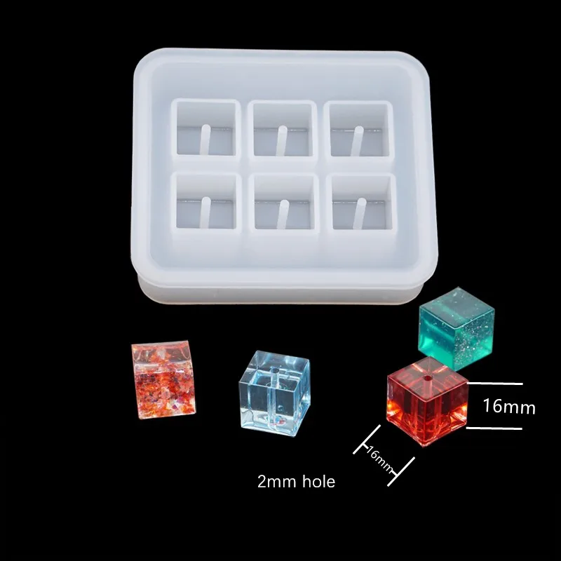SNASAN Silicone Mold For Jewelry Beads 9mm12mm 16mm Cube Ball 6 Compartment Epoxy Resin Silicone Mould Handmade DIY Material