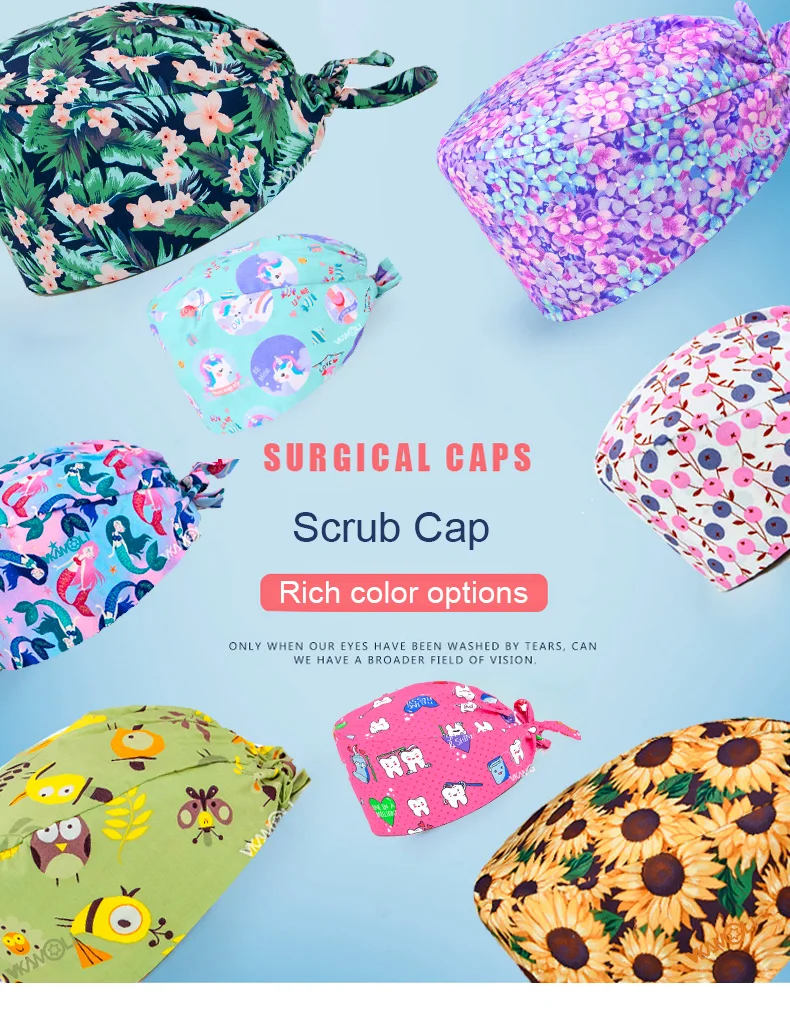 unisex Scrub Cap printing Adjustable size lab work cap girl accessories