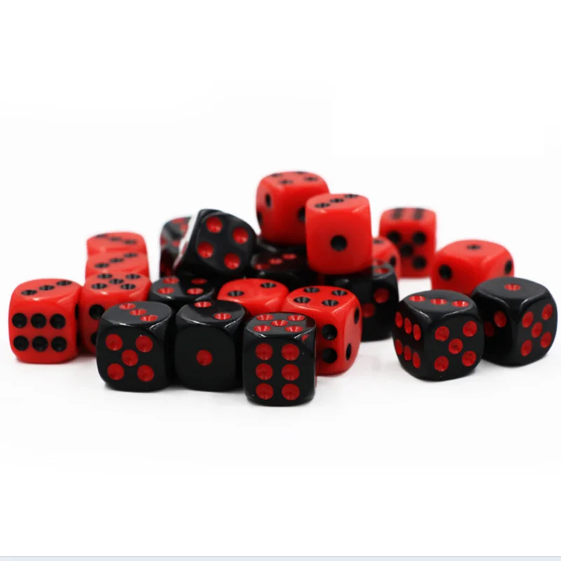 24 PCS/Set Dice with Velvet Bag Red/Black Dice SET 16mm
