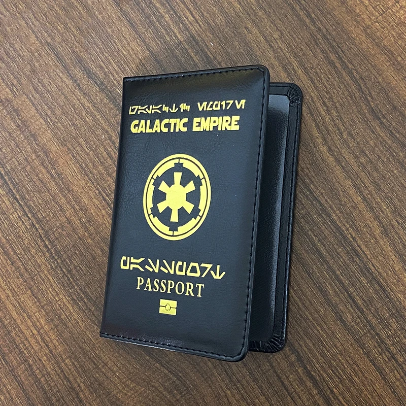 New Logo Galactic Empire Passport Cover Black Pu Leather Covers for Passports Travel Wallet Document Organizer Passport Holder