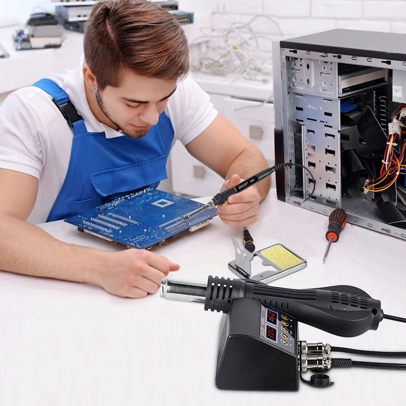 2 in 1 750W Soldering Station LCD Digital display welding rework station for cell-phone BGA SMD PCB IC Repair solder tools 8898