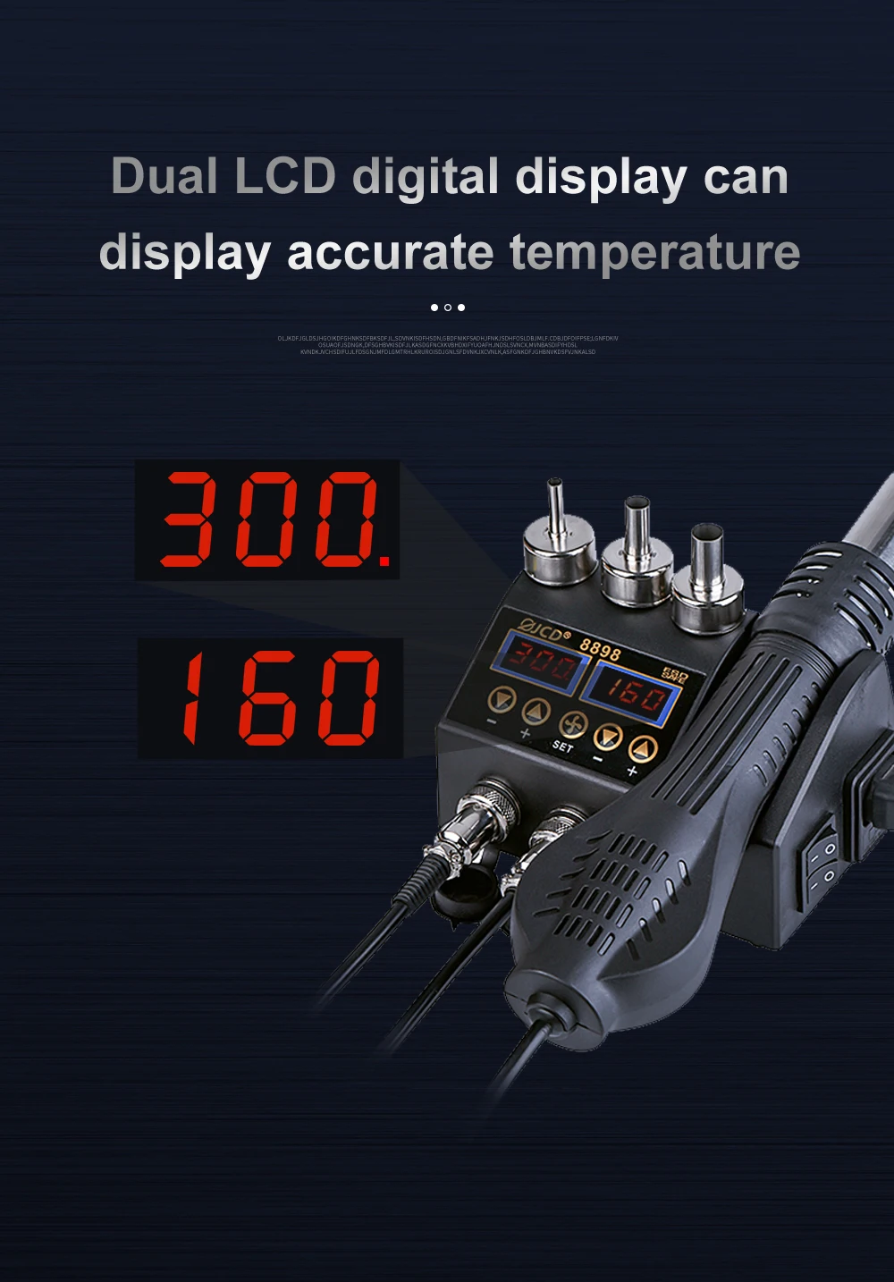 2 in 1 750W Soldering Station LCD Digital display welding rework station for cell-phone BGA SMD PCB IC Repair solder tools 8898