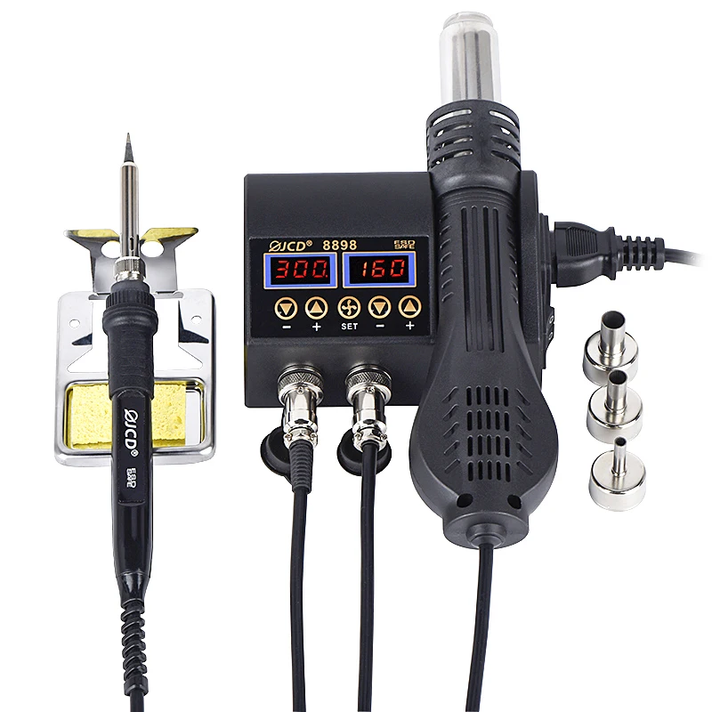 2 in 1 750W Soldering Station LCD Digital display welding rework station for cell-phone BGA SMD PCB IC Repair solder tools 8898