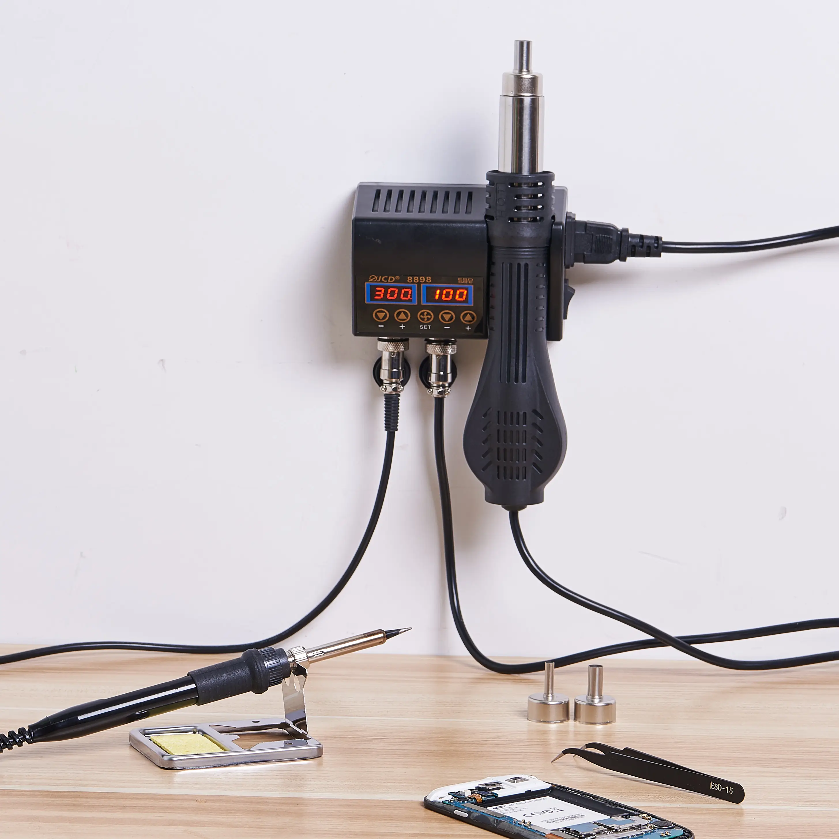 2 in 1 750W Soldering Station LCD Digital display welding rework station for cell-phone BGA SMD PCB IC Repair solder tools 8898
