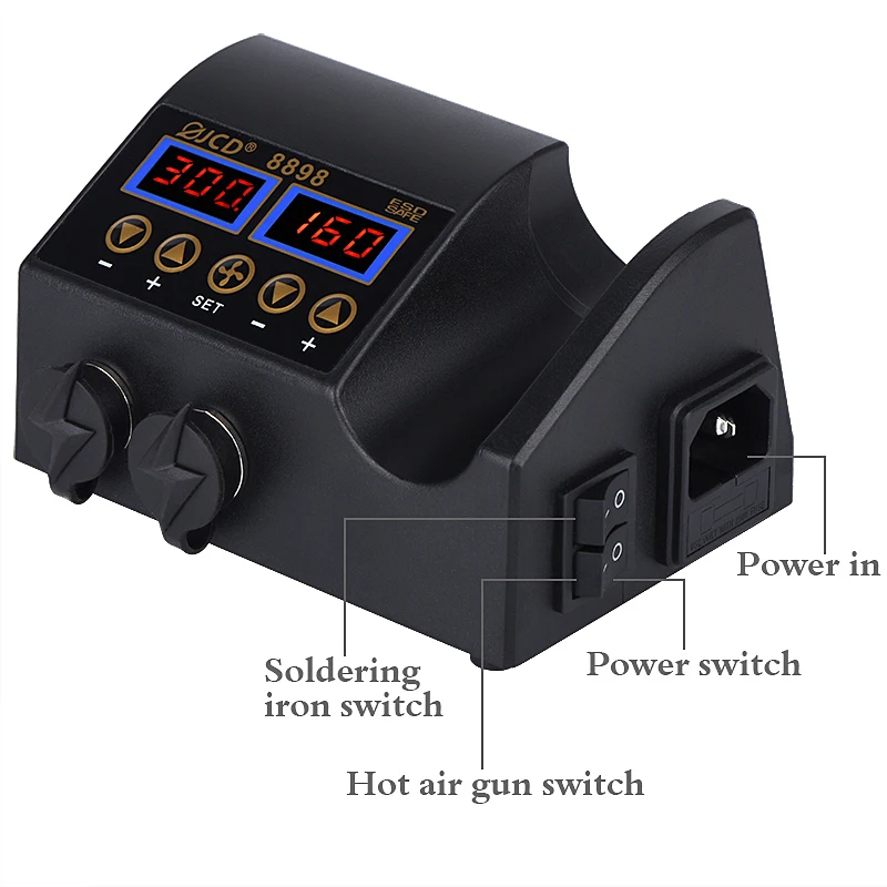 2 in 1 750W Soldering Station LCD Digital display welding rework station for cell-phone BGA SMD PCB IC Repair solder tools 8898