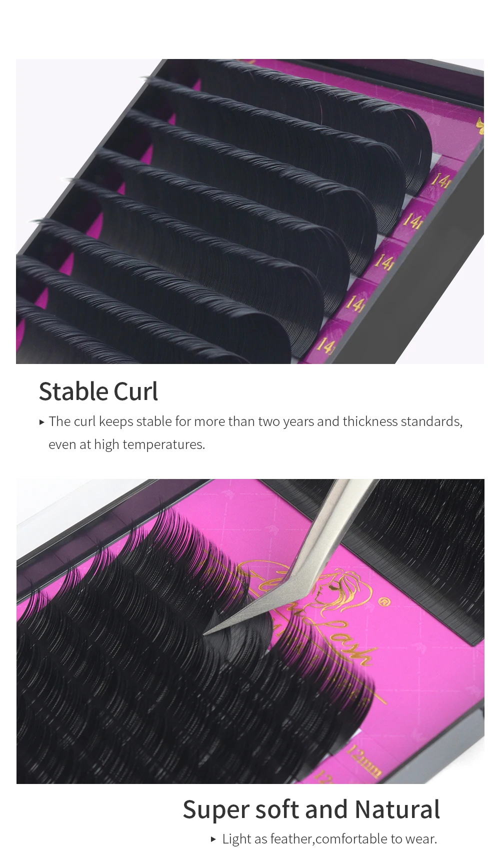 GLAMLASH Wholesale 16Rows BCCCD Curl Natural Mink Single Eyelash Extension Premium Individual Fake False Eye Lashes