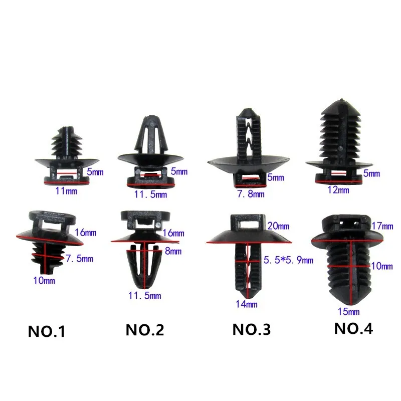 18PCS Auto Girder Frame Body Harness Electric Circuit Oil Water Pipe Barbed Cable Tie Fixed Base Plastic Fastener Clip Rivet