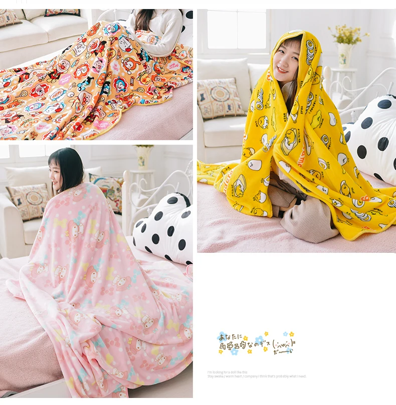 7 Styles Kawaii Anime Flannel Blanket Japan Bedroom Sofa Comfortable Warm Flannel Blanket Bedspread on the Bed Cover Blanket