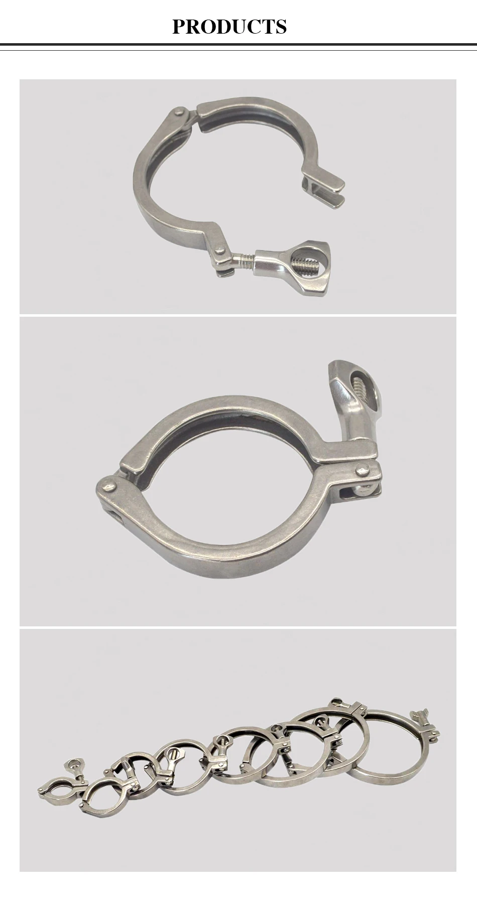 YQBS 1"- 8" Inch Sanitary Stainless Steel Tri Ferrule Clamps Clover SS 304 Fit for Pipe Flange With Silicone gasket