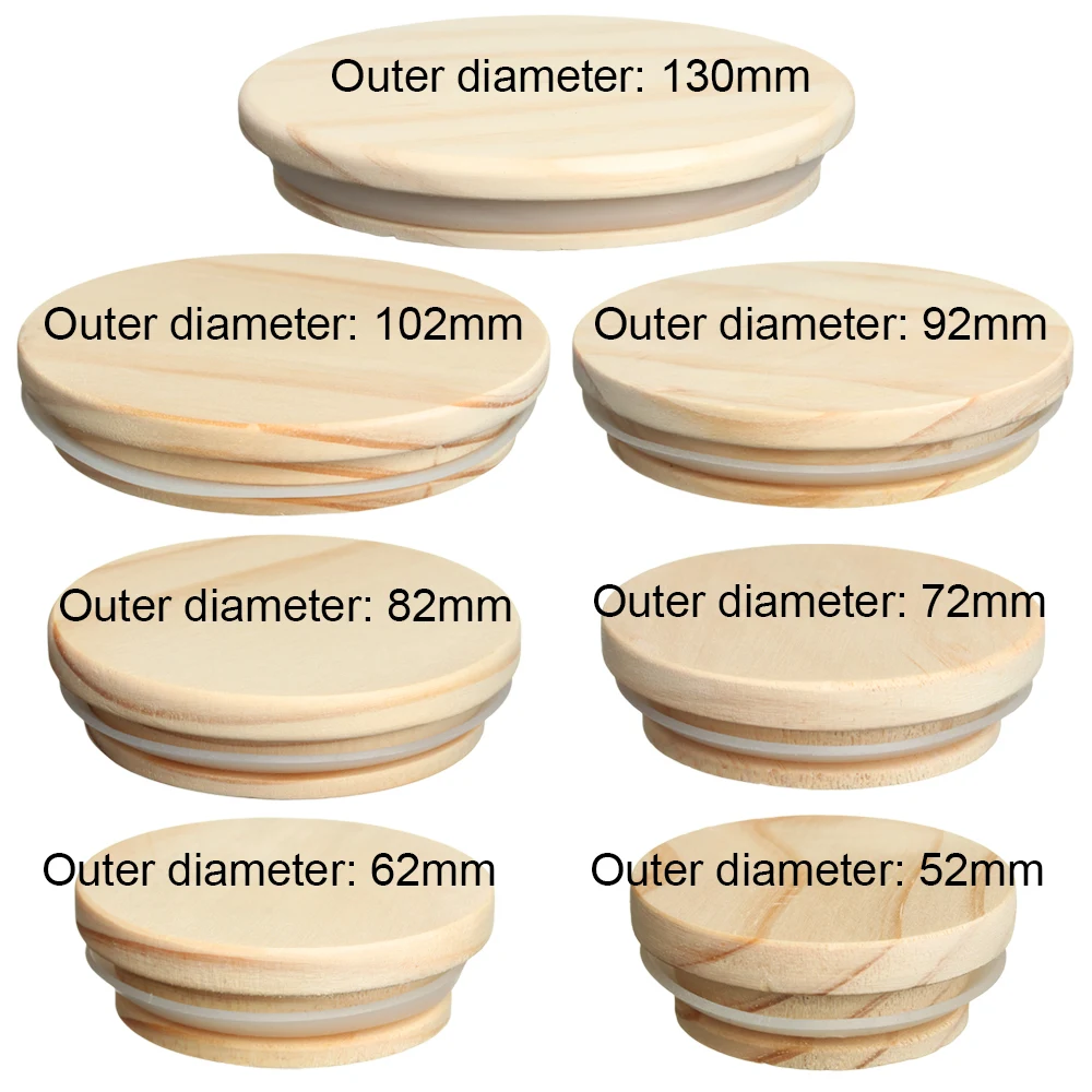 Wood Mason Jar Lid Reusable Canning Caps Various Sizes Bottle Sealing Caps Wide Mouth Cover Wood Lids Kitchen Organization