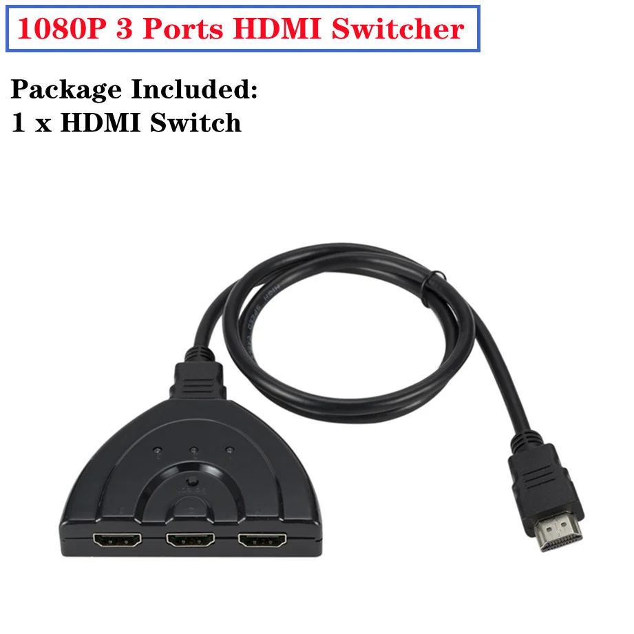 4K 2K 3x1 HDMI Cable Splitter HD 1080P Video Switcher Adapter 3 Input 1 Output Port HDMI Hub for Xbox PS4 DVD HDTV PC Laptop TV
