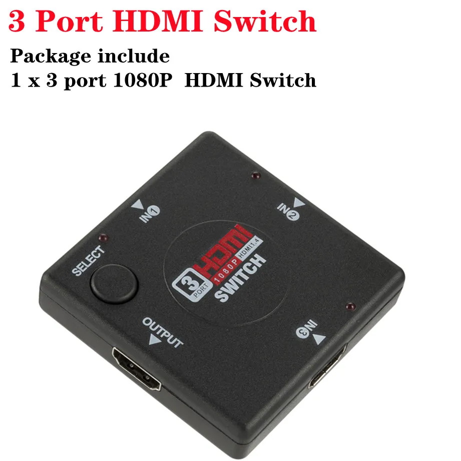 4K 2K 3x1 HDMI Cable Splitter HD 1080P Video Switcher Adapter 3 Input 1 Output Port HDMI Hub for Xbox PS4 DVD HDTV PC Laptop TV