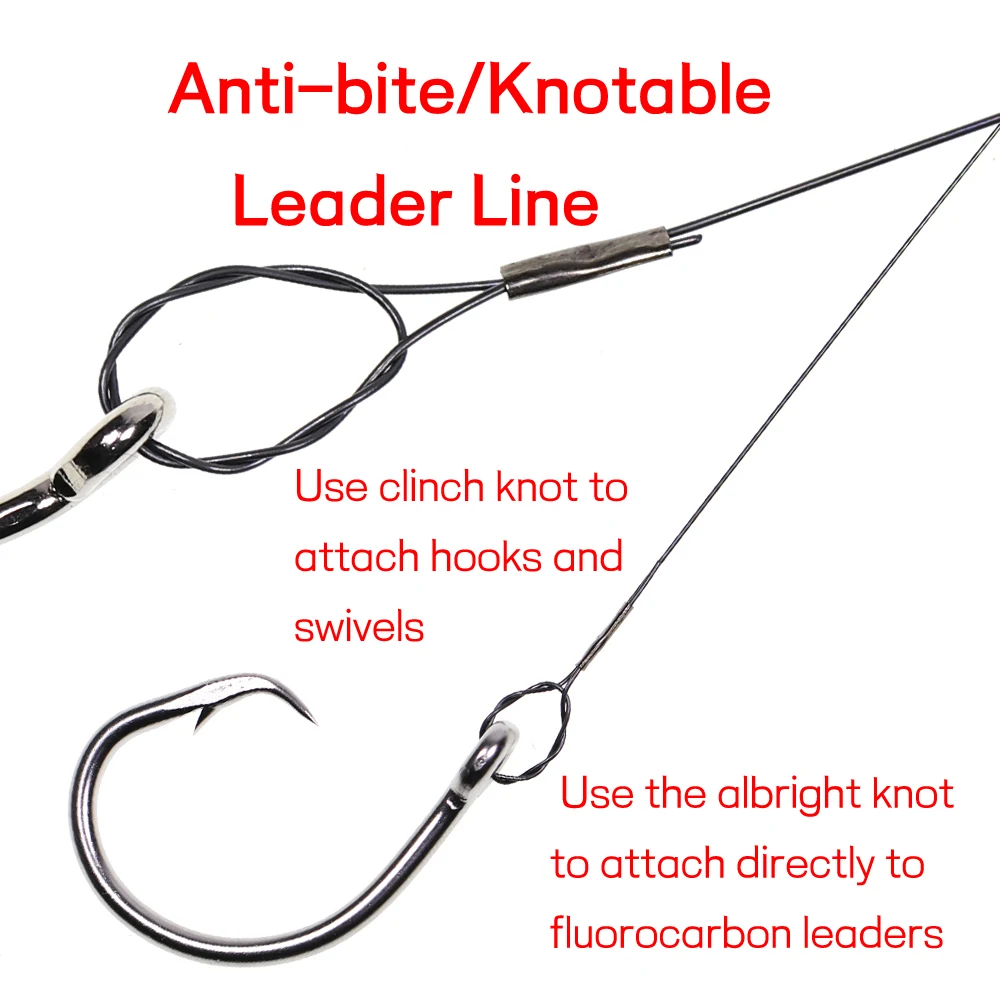 6LB-124LB 15ft/4.6m Kink-Resistant Toughness Nickel Titanium Fishing Leader Line for Saltwater Pike Tuna Wahoo Fishing