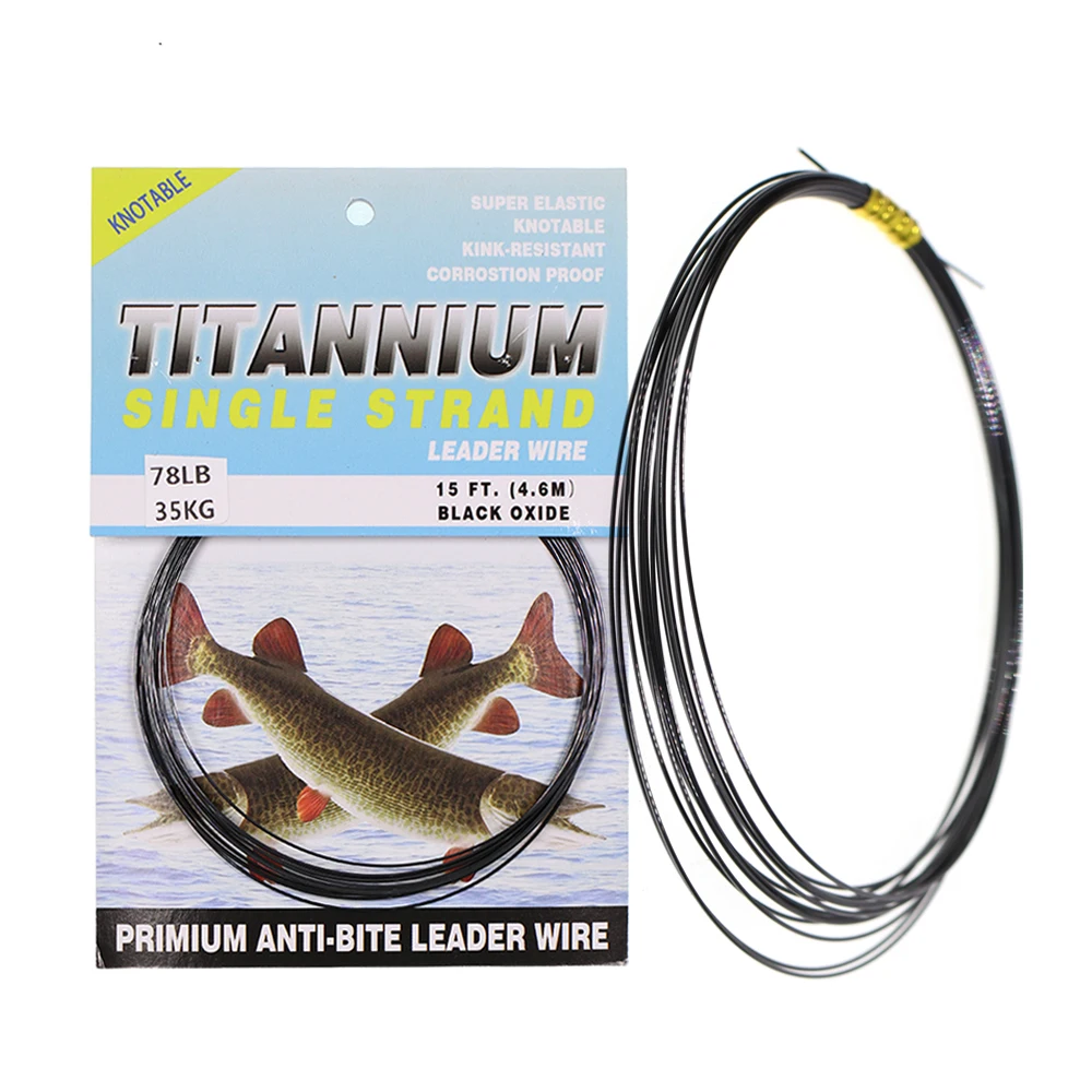6LB-124LB 15ft/4.6m Kink-Resistant Toughness Nickel Titanium Fishing Leader Line for Saltwater Pike Tuna Wahoo Fishing