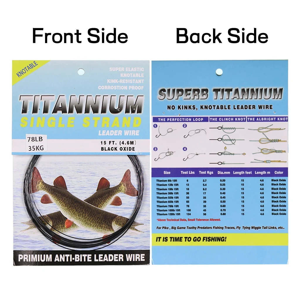 6LB-124LB 15ft/4.6m Kink-Resistant Toughness Nickel Titanium Fishing Leader Line for Saltwater Pike Tuna Wahoo Fishing