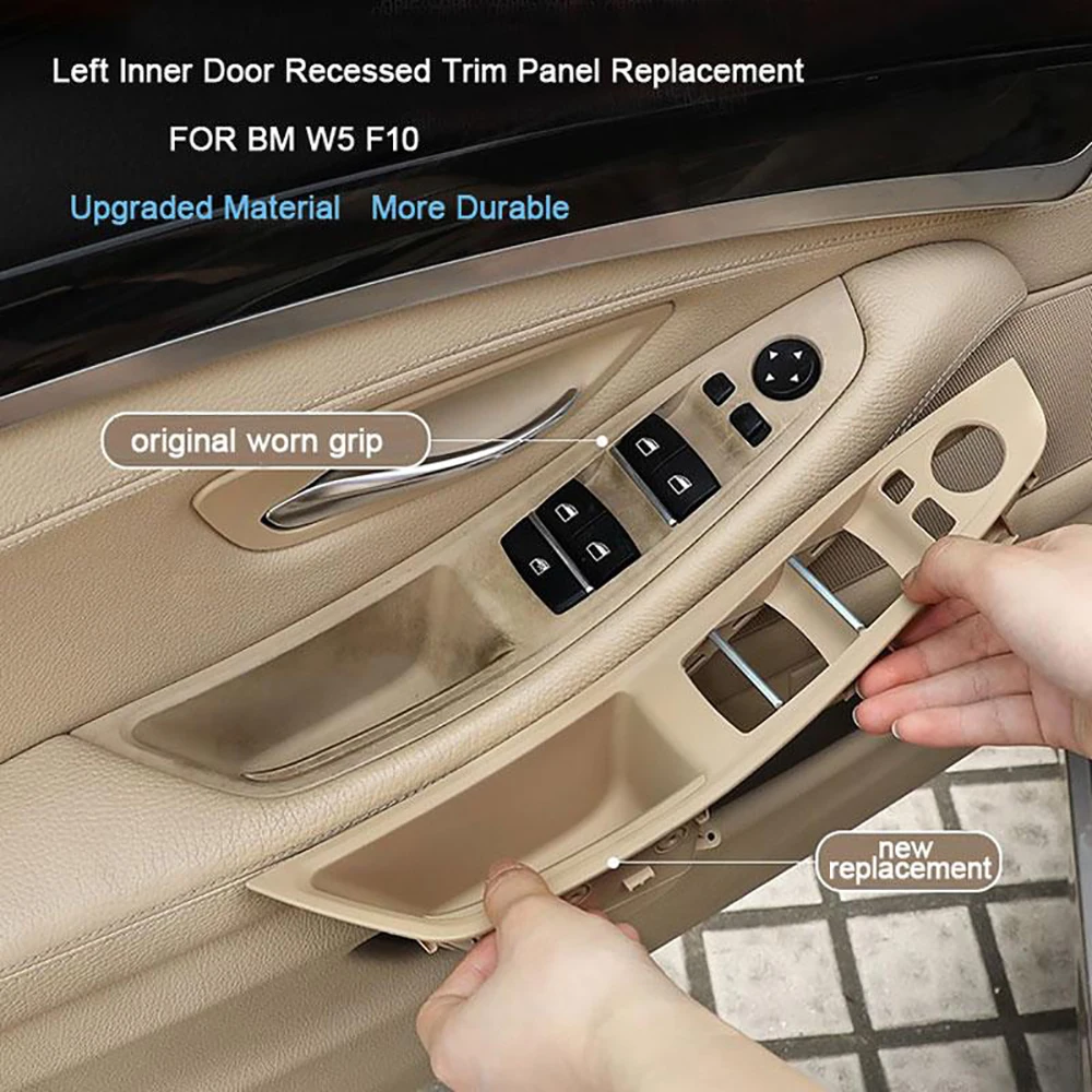 LHD Interior Plastic Door Armrest Window Switch Panel Pull Handle 7pcs Set For BMW 5 Series F10 F11 F18 520i 523i 525i 528i 535i