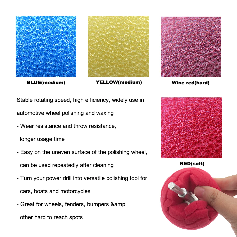 Car Polishing Pad Buffing Foam Sponge Pad Cone Polisher Buffer Pad Automotive Waxing Kit for Car Wheel Hub Headlight Polishing