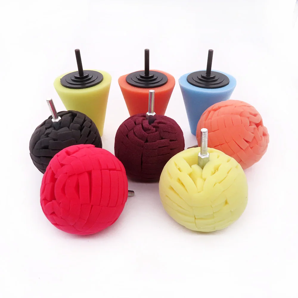 Car Polishing Pad Buffing Foam Sponge Pad Cone Polisher Buffer Pad Automotive Waxing Kit for Car Wheel Hub Headlight Polishing