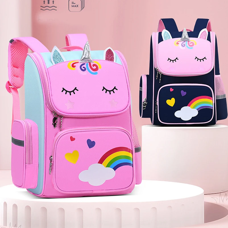Children Girl Backpack With Large Capacity Waterproof Unicorn Print Teen School Bag for 2-16 Year Olds Cute Kawaii Kid Backpack