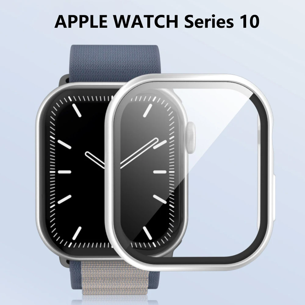 Tempered Glass+Cover for Apple Watch 10 42mm 46mm Matte Hard PC Bumper Screen Protector Case iWatch Series 10 42/46 Accessories