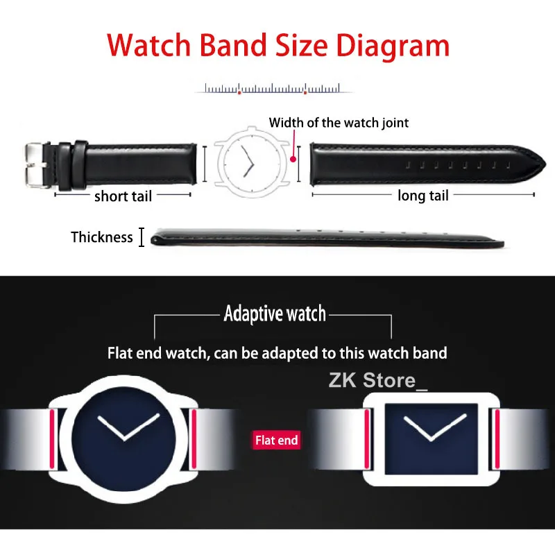 Genuine Cowhide Watch Straps with Box WatchBand 14mm 16mm 18mm 20mm 21mm 22mm 24mm Watch Bracelet Butterfly Clasp Wristband Belt
