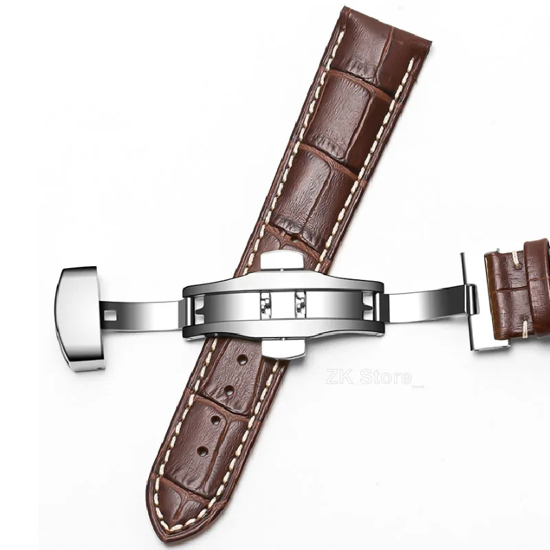 Genuine Cowhide Watch Straps with Box WatchBand 14mm 16mm 18mm 20mm 21mm 22mm 24mm Watch Bracelet Butterfly Clasp Wristband Belt