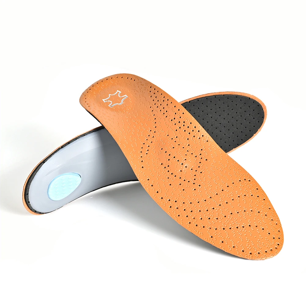 Leather Orthotic Insole For Flat Feet Arch Support Orthopedic Leather Sport Insole For Men Women O/X Leg Corrected Insoles