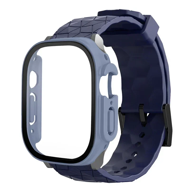 Watch Case+Strap for Apple Watch ULTRA 2 3 49mm 45mm 44mm 41mm 40mm Football Pattern Correa Bracelet iWatch 4/5/6/SE/7/8/9 Cases