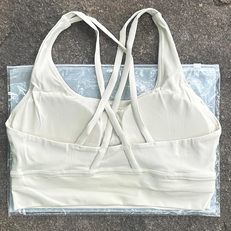 Solid Color Women Cross Back Bra Fitness Underwear Soft Fitness Sport Bra Top Gym Yoga Athletic Workout With Chest Pad