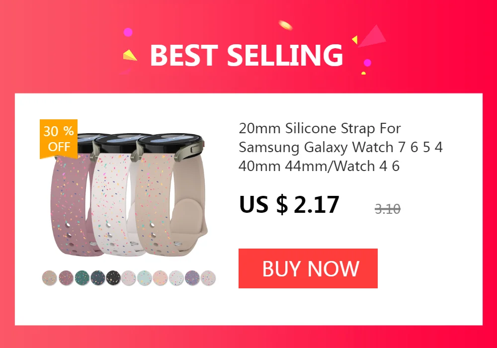 20mm Thin Silicone Band For Samsung Galaxy Watch 7 6 5 4 40mm 44mm/Watch 4 6 Classic/Active 2/5Pro 45mm/Watch 3 41mm Strap