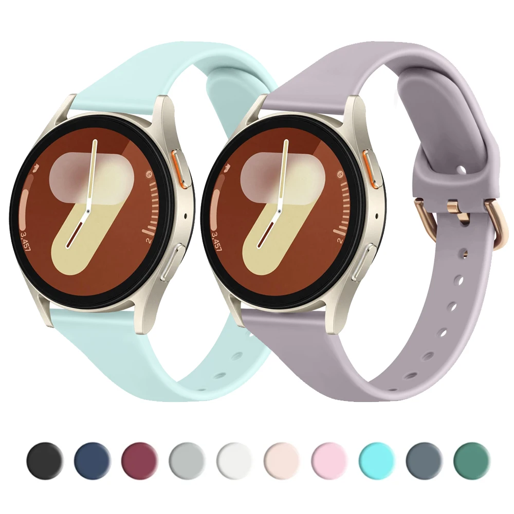 20mm Thin Silicone Band For Samsung Galaxy Watch 7 6 5 4 40mm 44mm/Watch 4 6 Classic/Active 2/5Pro 45mm/Watch 3 41mm Strap