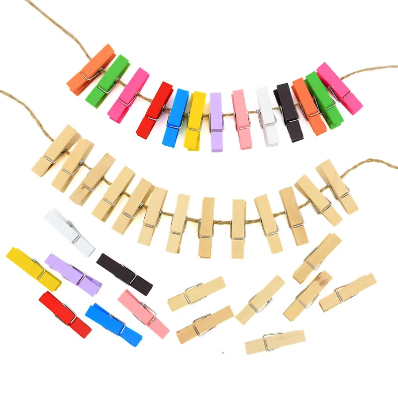 50pcs DIY Mini Wooden Clips Handmade Craft Decorative Photo Clips Clothespin Craft Decoration Pegs Home Office DIY Toy