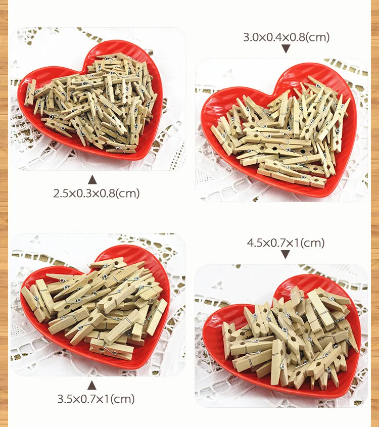 50pcs DIY Mini Wooden Clips Handmade Craft Decorative Photo Clips Clothespin Craft Decoration Pegs Home Office DIY Toy