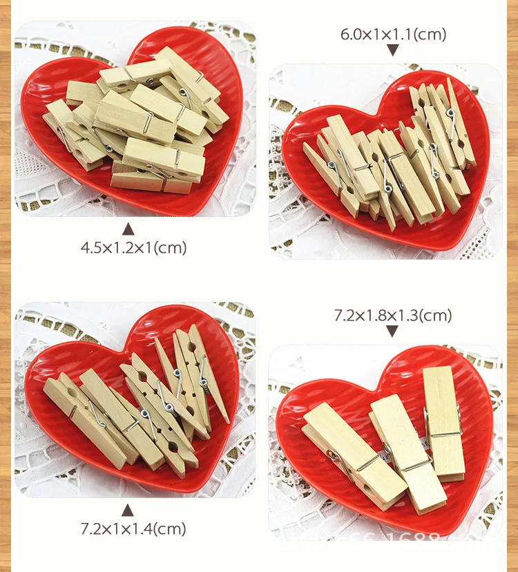 50pcs DIY Mini Wooden Clips Handmade Craft Decorative Photo Clips Clothespin Craft Decoration Pegs Home Office DIY Toy