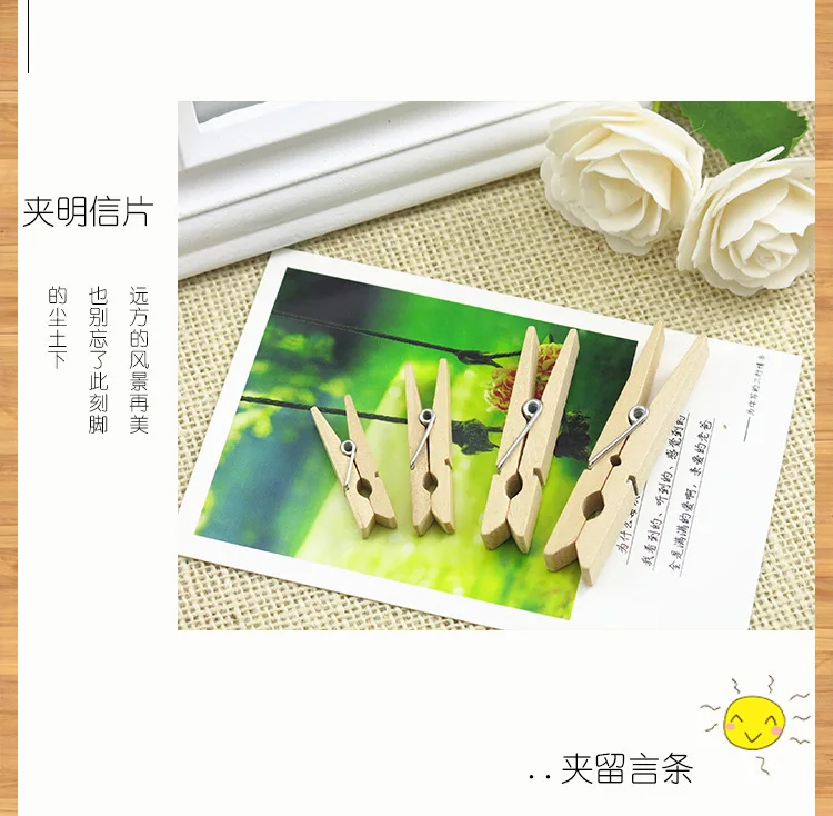 50pcs DIY Mini Wooden Clips Handmade Craft Decorative Photo Clips Clothespin Craft Decoration Pegs Home Office DIY Toy