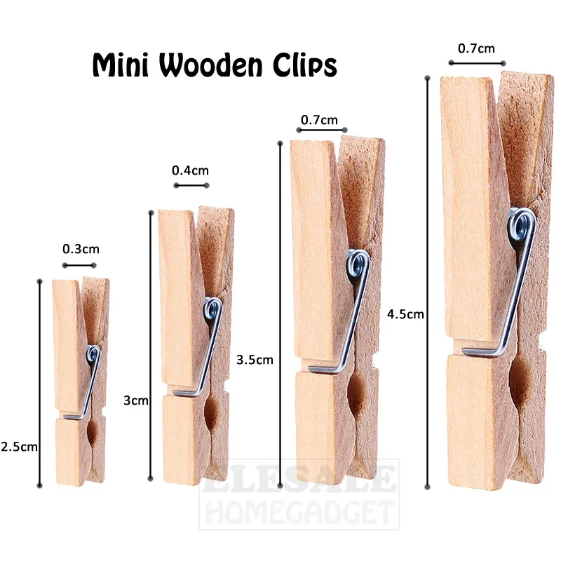 50pcs DIY Mini Wooden Clips Handmade Craft Decorative Photo Clips Clothespin Craft Decoration Pegs Home Office DIY Toy
