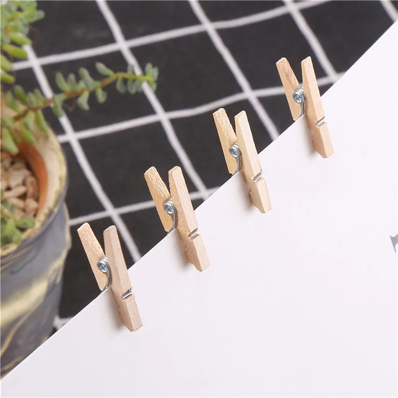 50pcs DIY Mini Wooden Clips Handmade Craft Decorative Photo Clips Clothespin Craft Decoration Pegs Home Office DIY Toy