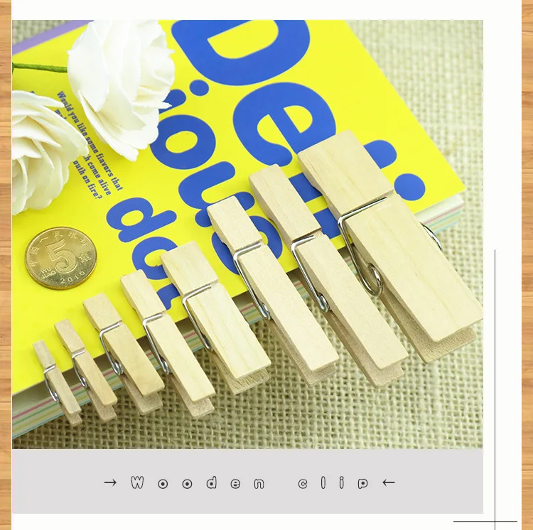 50pcs DIY Mini Wooden Clips Handmade Craft Decorative Photo Clips Clothespin Craft Decoration Pegs Home Office DIY Toy