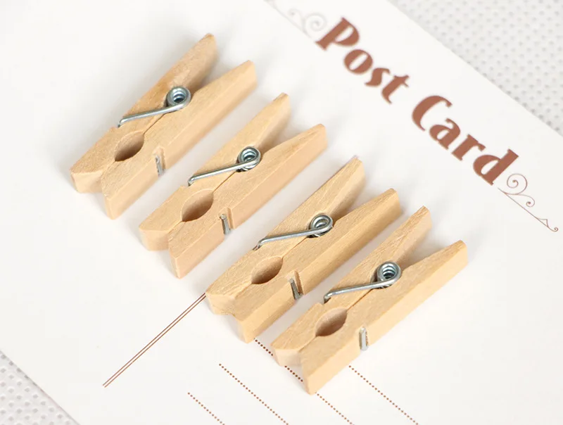 50pcs DIY Mini Wooden Clips Handmade Craft Decorative Photo Clips Clothespin Craft Decoration Pegs Home Office DIY Toy