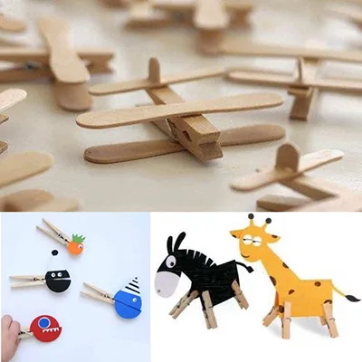 50pcs DIY Mini Wooden Clips Handmade Craft Decorative Photo Clips Clothespin Craft Decoration Pegs Home Office DIY Toy