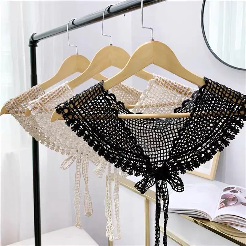 Lace Knitted Crochet Hollow Fake Collar Women Small Shawl Decorative Fake Collar Women Clothes Accessories Detachable Collar