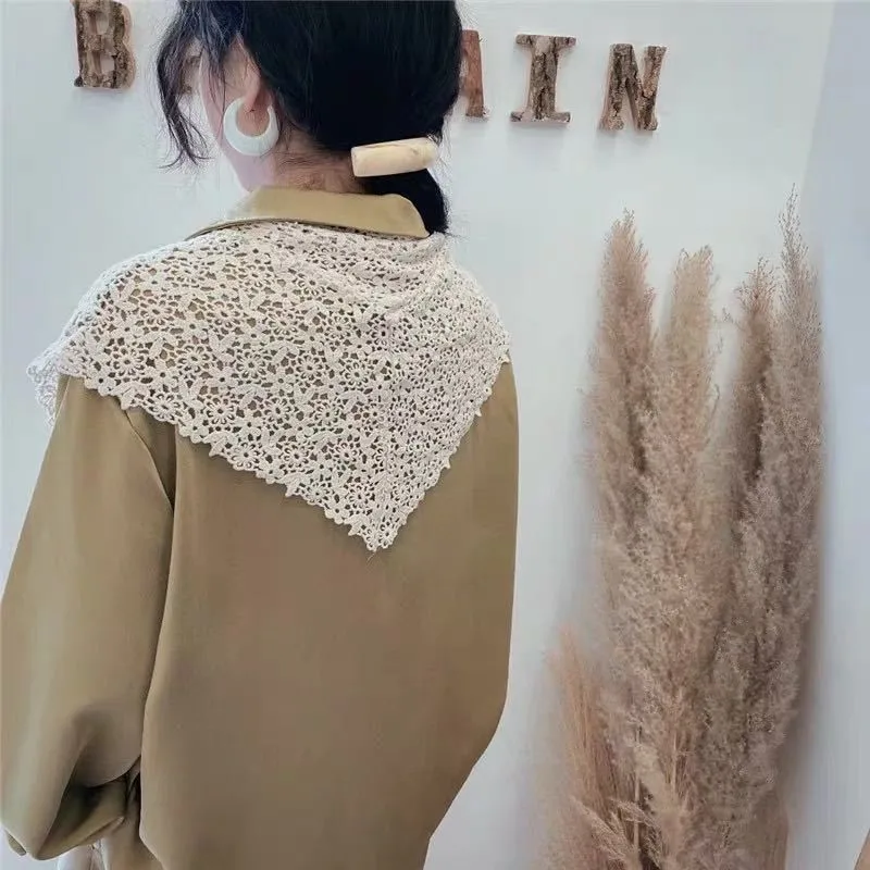 Lace Knitted Crochet Hollow Fake Collar Women Small Shawl Decorative Fake Collar Women Clothes Accessories Detachable Collar