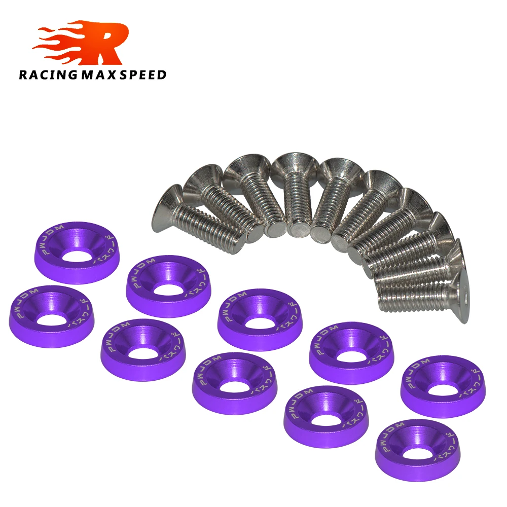 Universal 10pcs Fender Washer JDM Style fit Any 6mm Hole Bumpers Engine Dress Up License Plate Aluminum Washers With Bolts