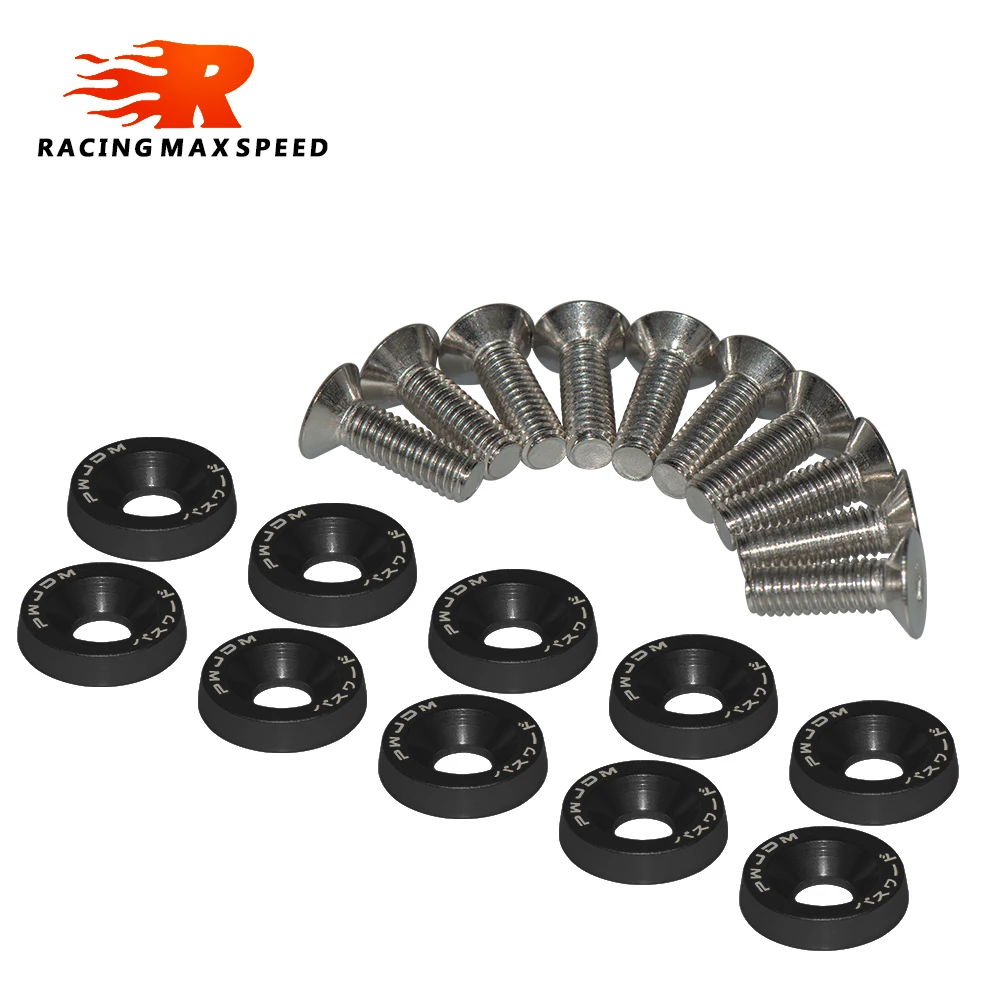 Universal 10pcs Fender Washer JDM Style fit Any 6mm Hole Bumpers Engine Dress Up License Plate Aluminum Washers With Bolts