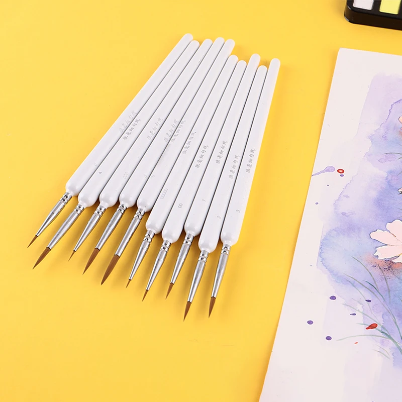 4/5/10pcs Miniature Hook Line Pen Art Painting Brushes Weasel Hair Paint Brush Gouache Watercolor Oil Paint Artists Hand Painted